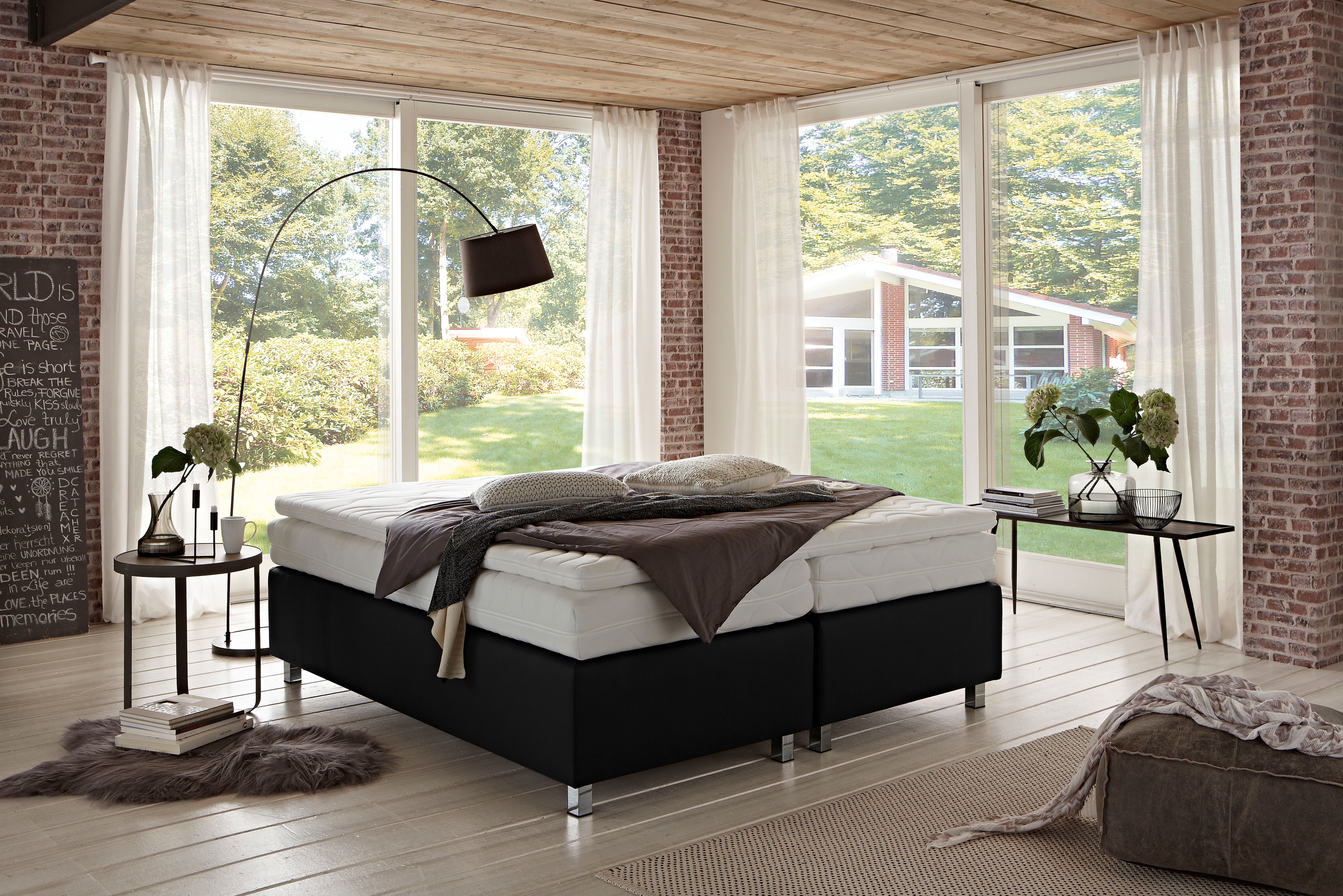 Boxspringbett "London", schwarz, B:160cm L:200cm, WESTFALIA SCHLAFKOMFORT, Komplettbetten Image