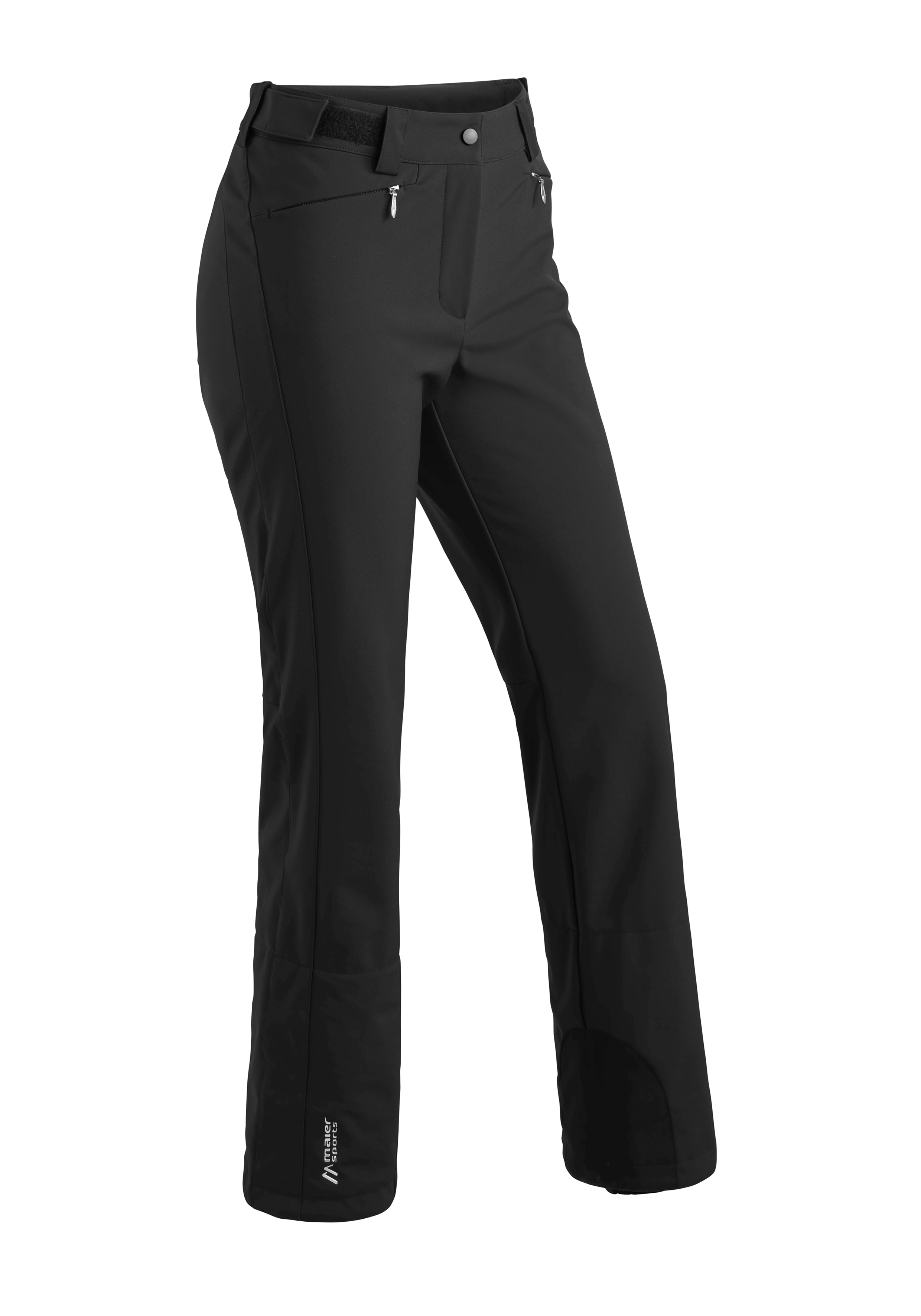 Skihose MAIER SPORTS "Mary 2.0", Damen, Gr. 21, Kurzgrößen, schwarz, VORDERSEITE: 92% POLYESTER, 8% ELASTHAN; RÜCKSEITE: 100% POLYESTER, Hosen, Damen Softshellhose, atmungsaktiv und winddicht, Slim Fit Image
