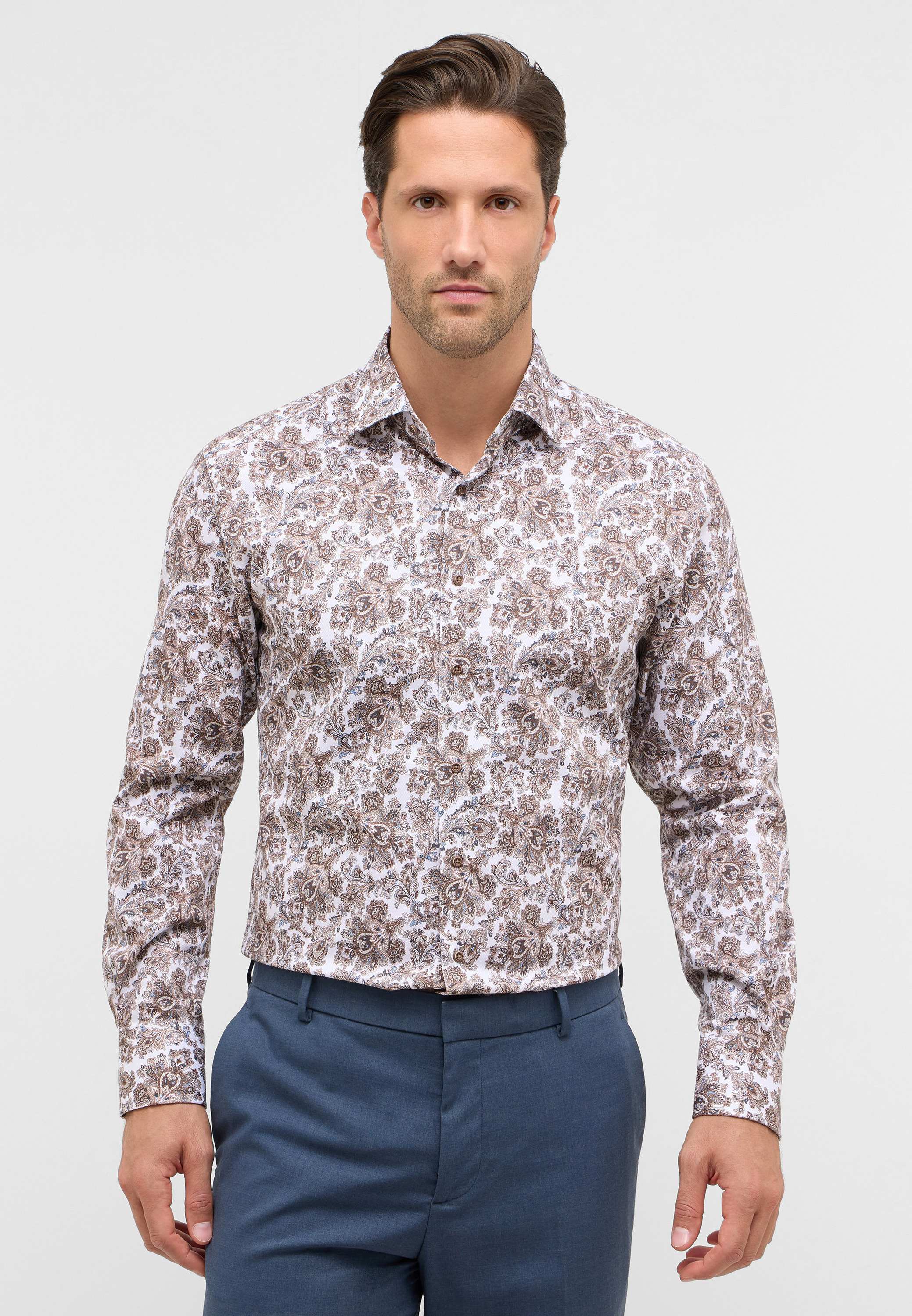 Langarmhemd ETERNA "MODERN FIT", Herren, Gr. 42, Normalgrößen, beige, 100% Baumwolle, tailliert, Manschette, Hemden, NON IRON (bügelfrei) Image