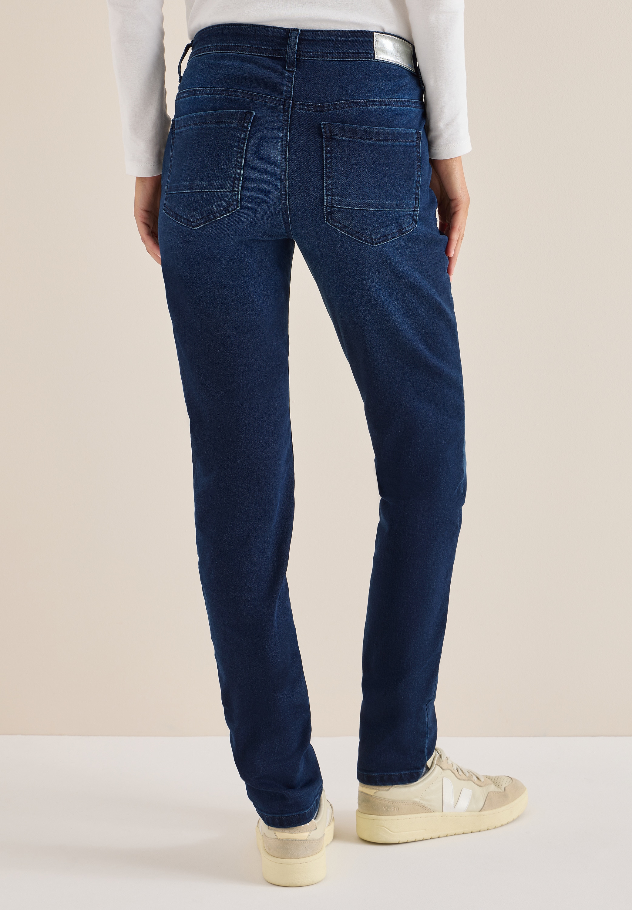 Slim-fit-Jeans CECIL, Damen, Gr. 30, Länge 28, blau schwarz random wash, Jeans, 75% Baumwolle, 23% Polyester, 2% Elasthan, unifarben, lang, Jeans, 5-Pocket-Style Image