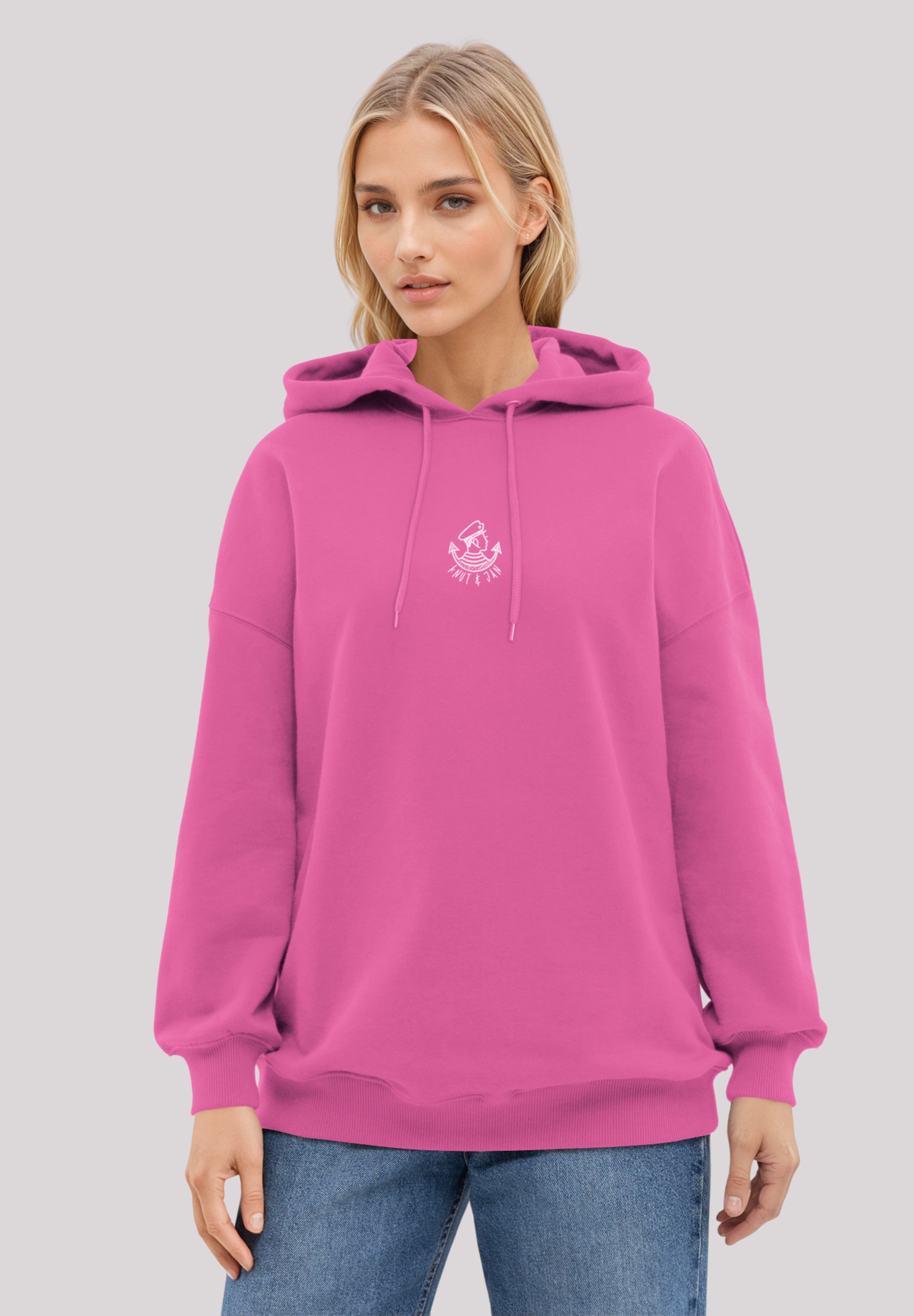Kapuzenpullover F4NT4STIC "Oversized Shirt Knut & Jan Scribble Logo", Damen, Gr. S, hyper pink, Obermaterial: 80% Baumwolle, 20% Polyester, oversize, Pullover, Premium Qualität, Knut & Jan Hamburg Image