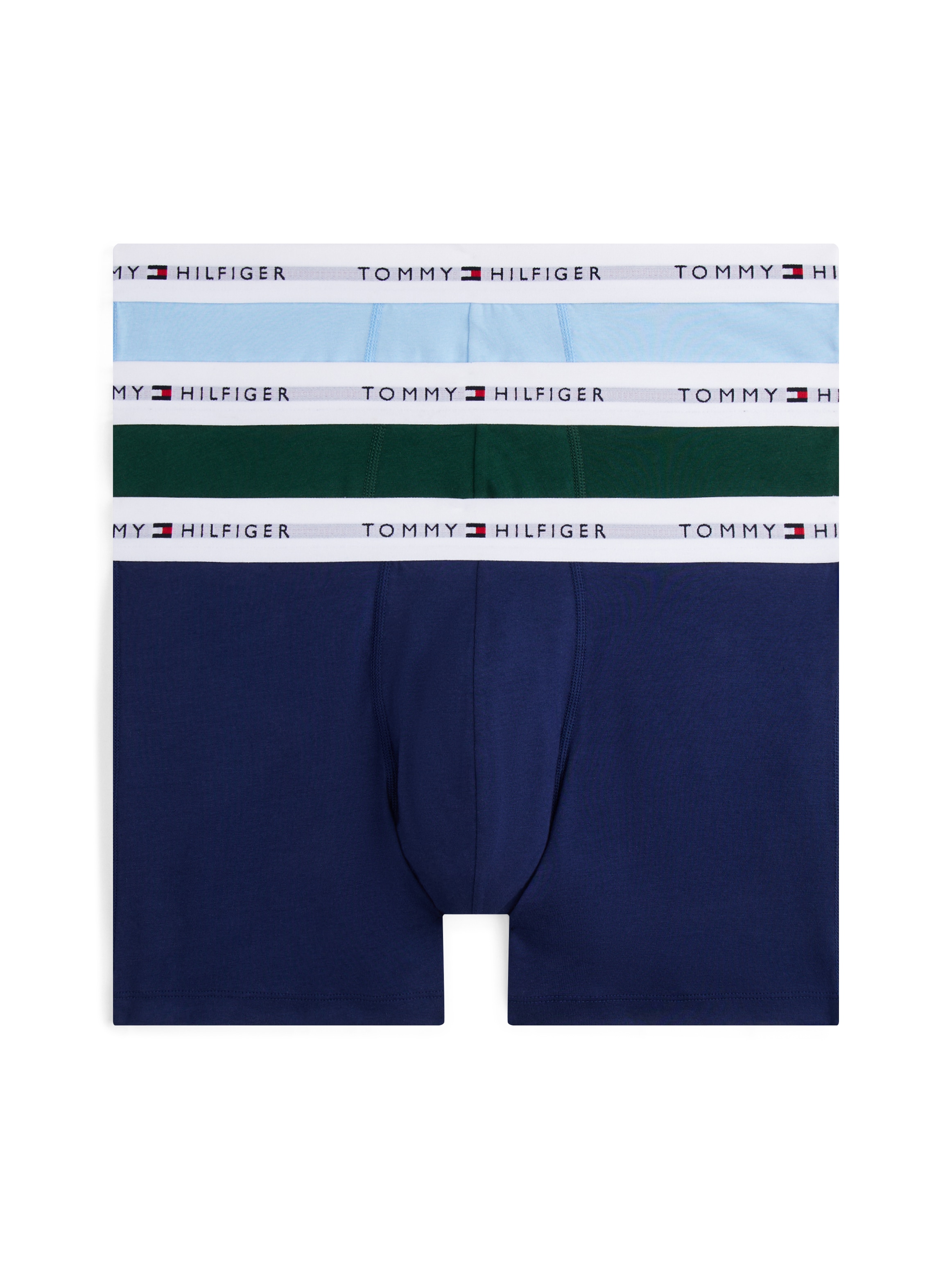 Boxer "3P BOXER BRIEF", Herren, Gr. XL (54), orn grn, prp nvy, vess blu, Jersey, Obermaterial: 95% Baumwolle, 5% Elasthan, TOMMY HILFIGER UNDERWEAR, körpernah, Unterhosen, mit längerem Bein und Tommy Hilfiger Logo-Elastikbund Image