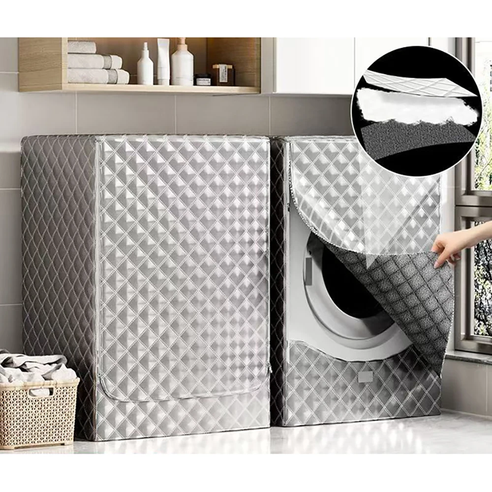 Housse pour lave-linge/séchoir en velours et épaississement, protection solaire, isolation thermique et couvertures imperméables pour lave-linge et sèche-linge, machine à laver