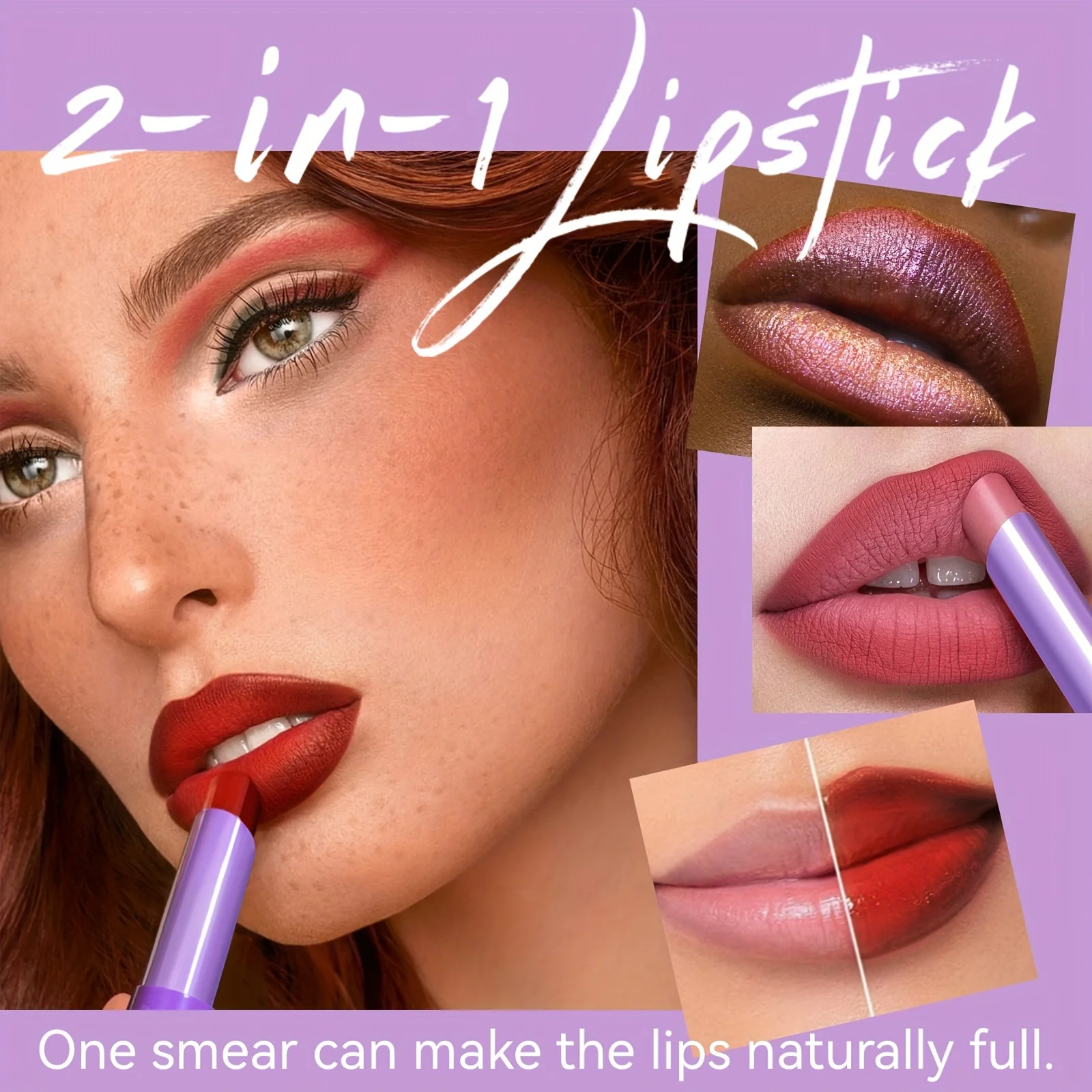 Lipstick with Two Tones, Hydrating & Shimmer Lipstick, Matte Gradient Color Long-Lasting Makeup Lipstick, Waterproof Lipstick