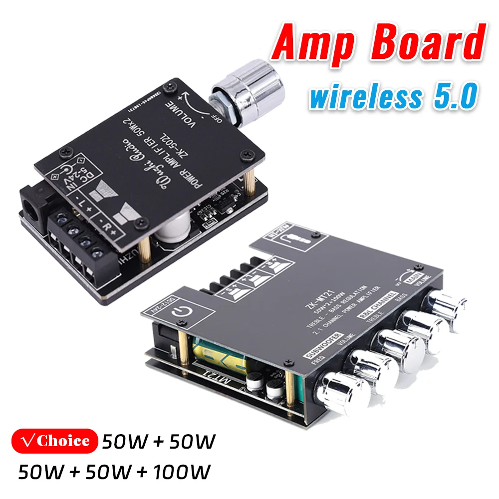 ZK-MT21 2x50W+100W 2.1 Kanal BT5.0 AUX Digital Power Subwoofer Verstärkerplatine Image