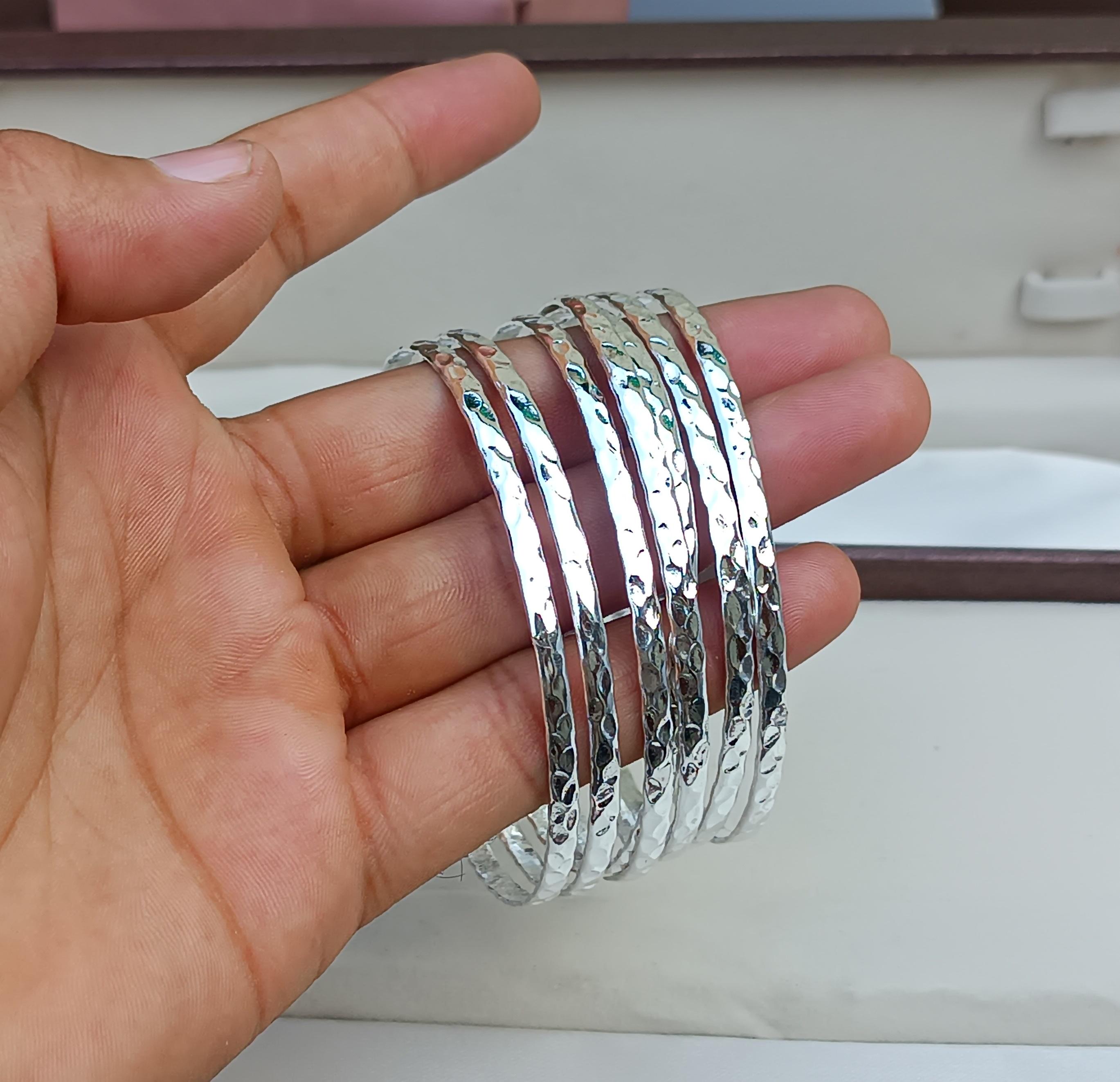 Bracciale in argento martellato, bracciale in argento sterling 925, bracciale fatto a mano, bracciale 7Day, bracciale Boho, bracciale in argento natal
