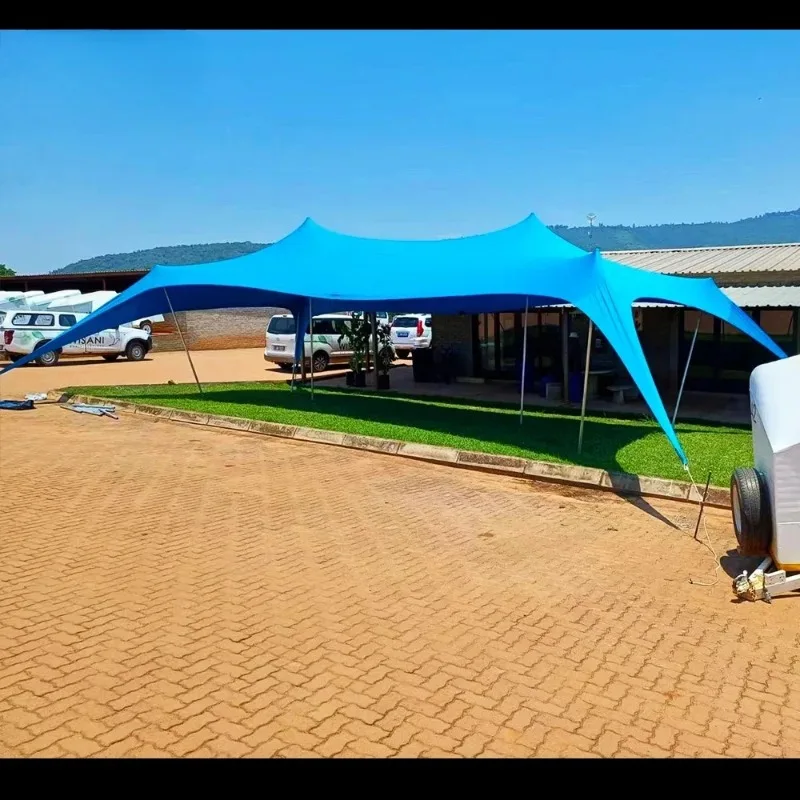 Fabrik niedriger Preis Stange unterstützt gestrecktes Zelt weißes Strandfestzelt elegantes Garten-Sonnenschutz-Spinnenzelt im Freien Event-Überdachung Image