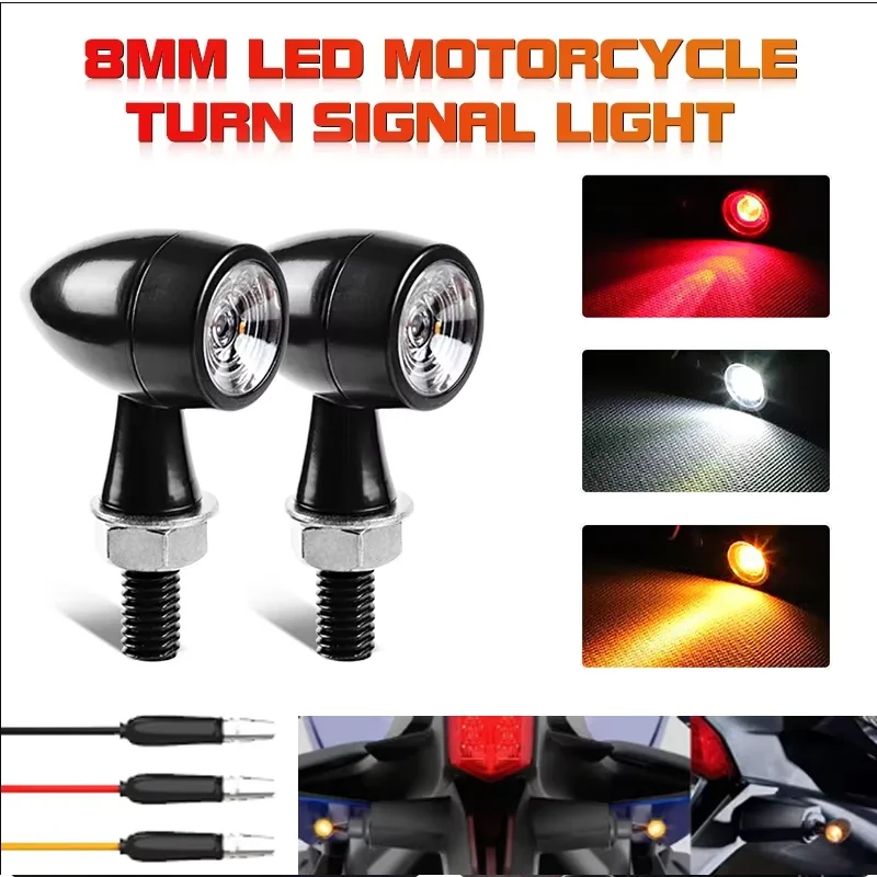 Indicatori di direzione per moto LED Moto Lampada lampeggiante ambra Mini lampada per indicatori di direzione a proiettile Indicatori per moto impermeabili 12V