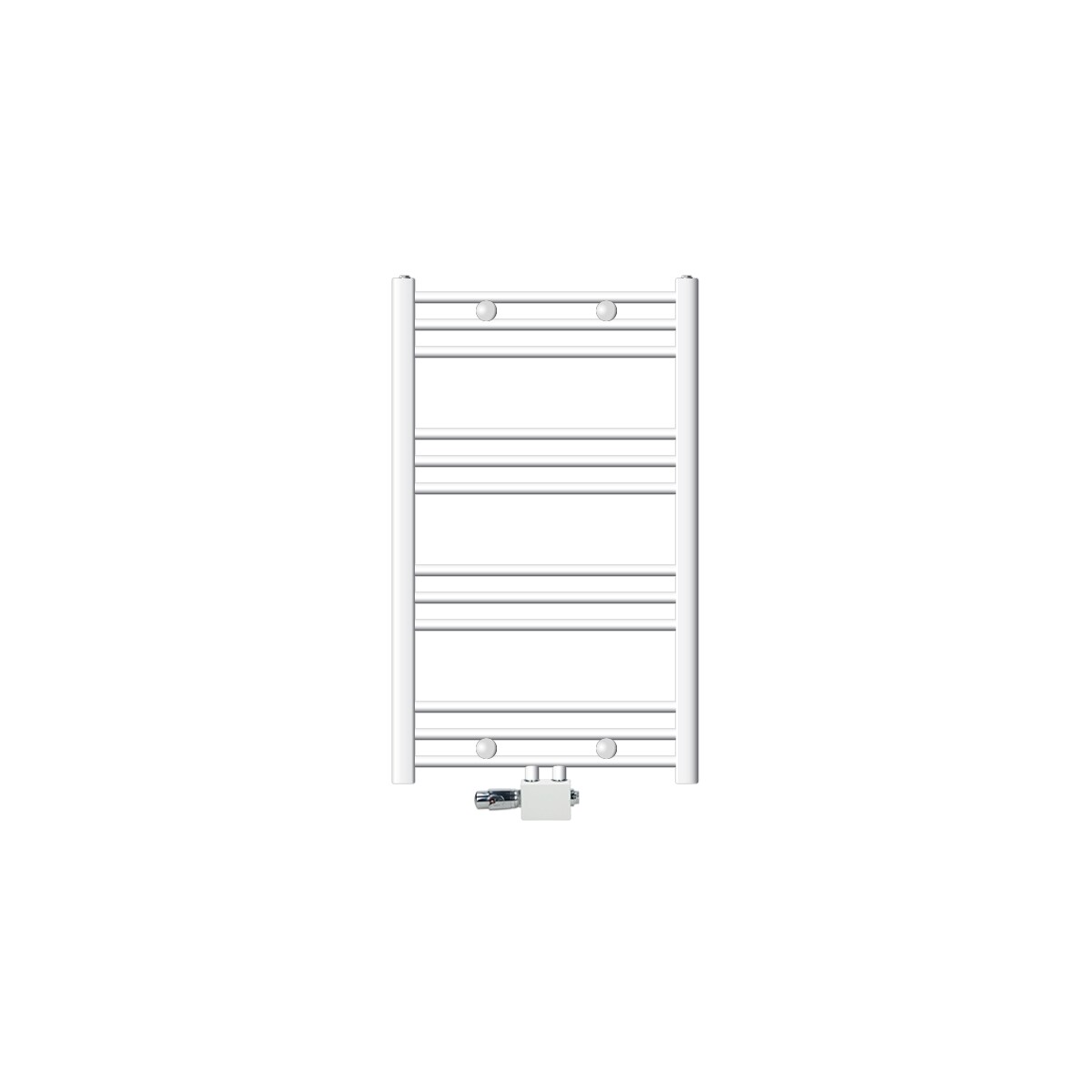 LuxeBath ECD Germany Badheizkörper Mittelanschluss 600×800 mm Weiß, gerade, Thermostat-Set (Universal/Eck/Durchgang) Image