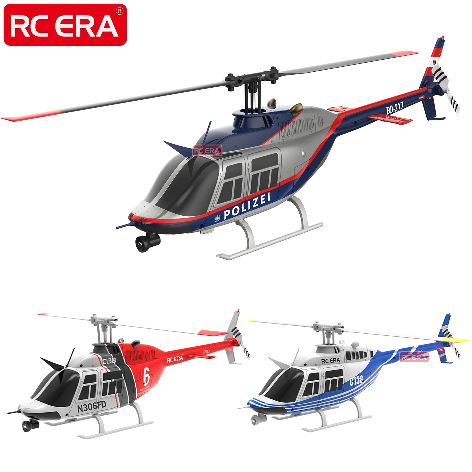 RC ERA 1:36 Maßstab C138 BELL206 Gyro-Stabilisierter Flybarless RC-Hubschrauber für Erwachsene Ferngesteuertes Flugzeug Hobby Outdoor-Spielzeug