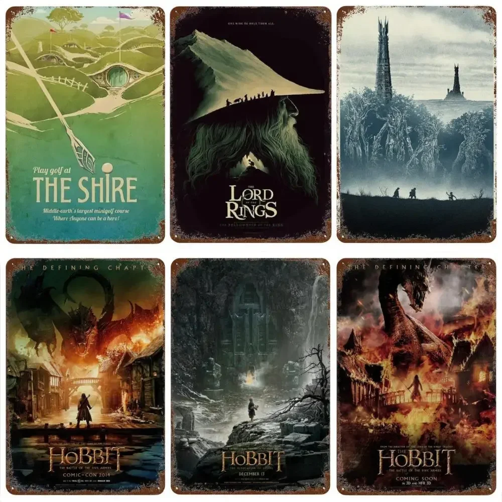 Abstraktes Ringkunst-Retro-Reiseposter, Metallblechschild, Film Lord of Mordor Magic, geeignet für Wand, Kinderzimmer, Heimdekoration Image