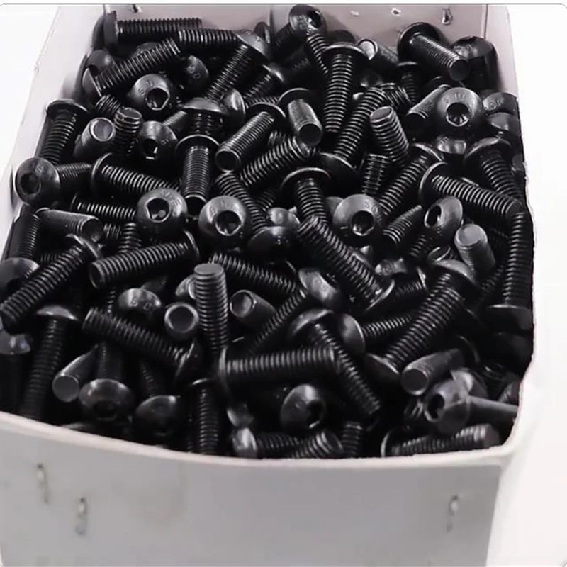 ISO7380 M2 M2,5 M3 M4 M5 M6 M8 Schwarz 10,9 legierter Stahl Sechskant Innensechskant Rundflachkopf Inbusschraube Möbelschraube Image