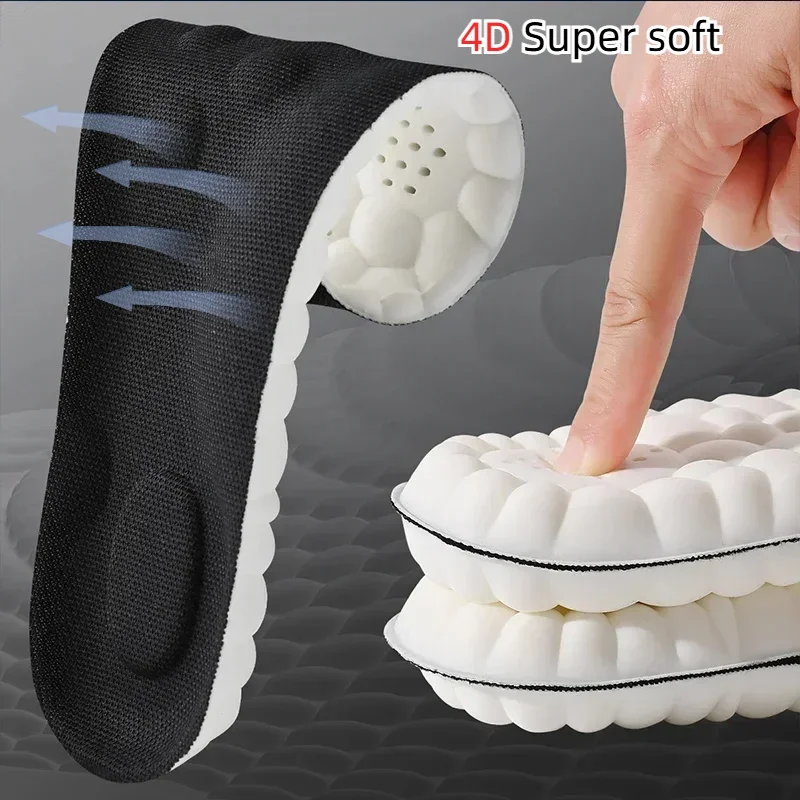 4D Latex Sport Einlegesohlen Weiche Hohe Elastizität Schuh Pads Arch Support Orthesen Einlegesohlen Atmungsaktive Absorption Kissen Unisex Image