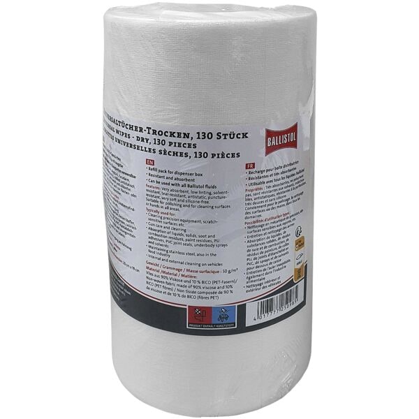 Ballistol Papierhandtücher »trockene Universaltücher« 1-lagig weiß Rolle weiß, 19 cm