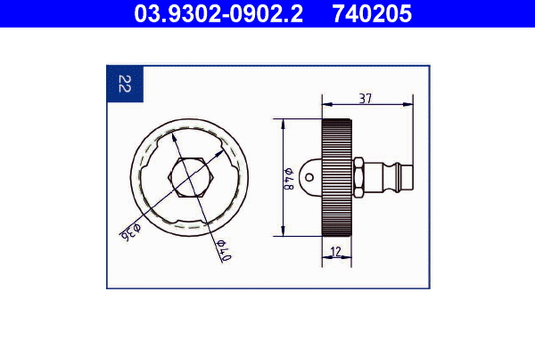 ATE Entlüfterstutzen 03.9302-0902.2 Image