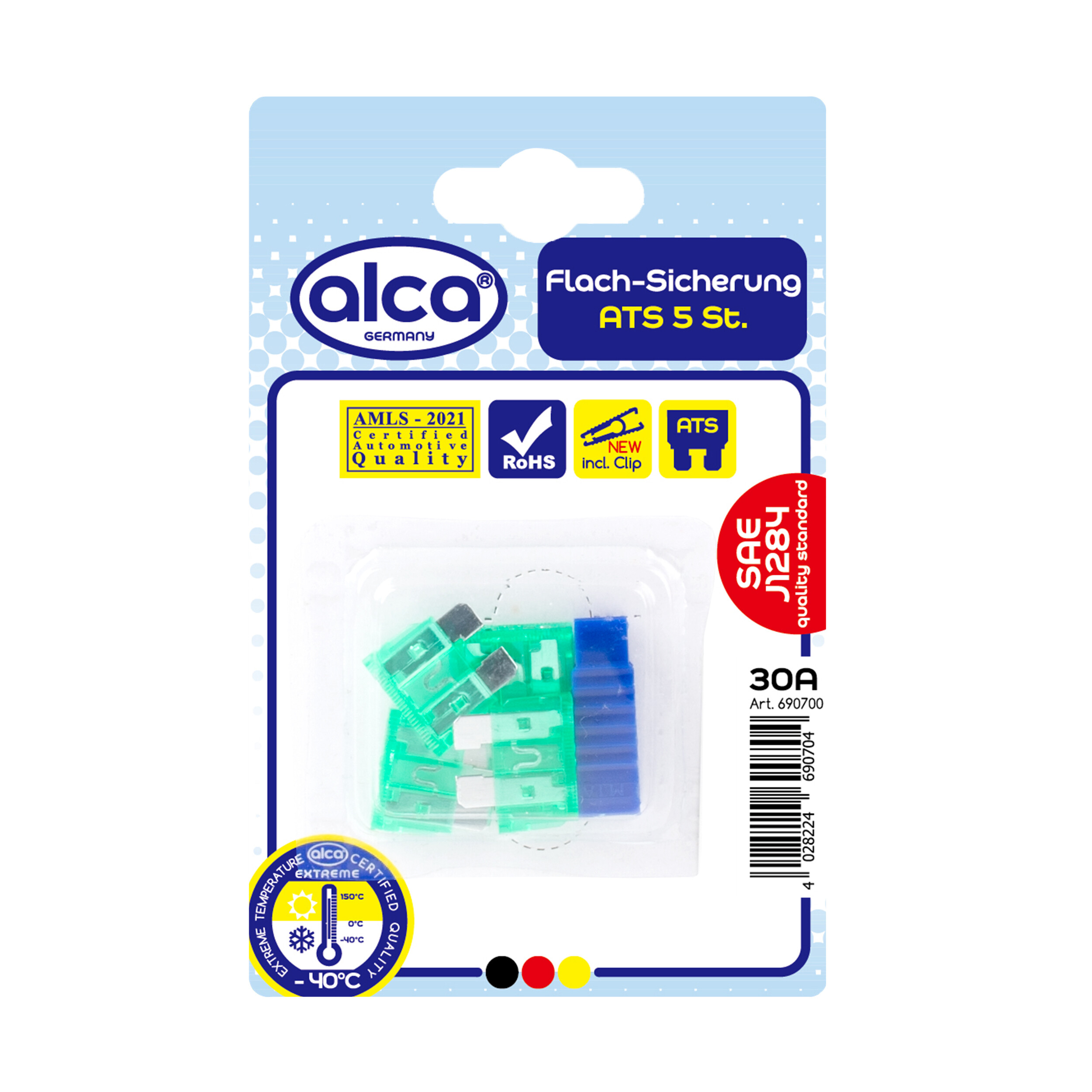 ALCA Flach-Sicherungen 30A; 5St. Blister Sicherung 690700 Image
