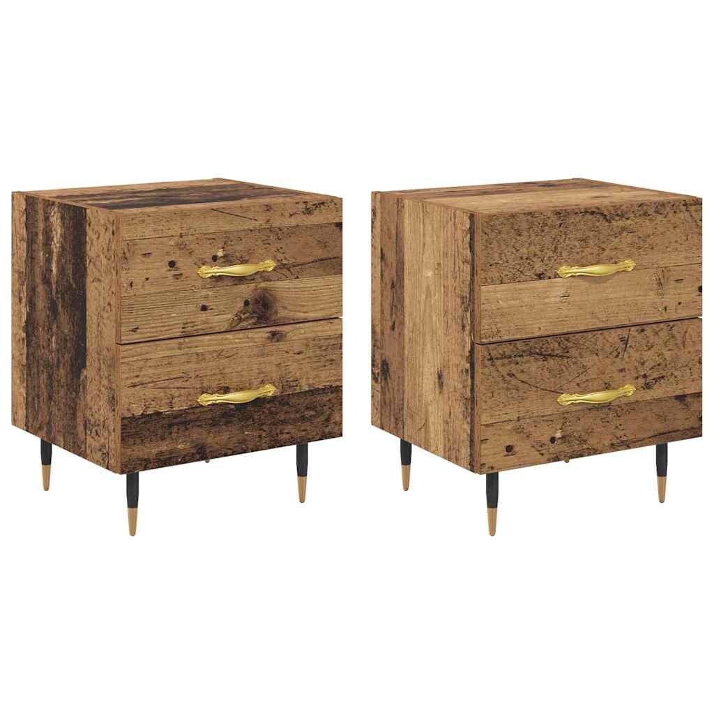 vidaXL Nachttisch 2 pcs Altholz 40 x 35 x 47,5 cm Holzwerkstoff Image