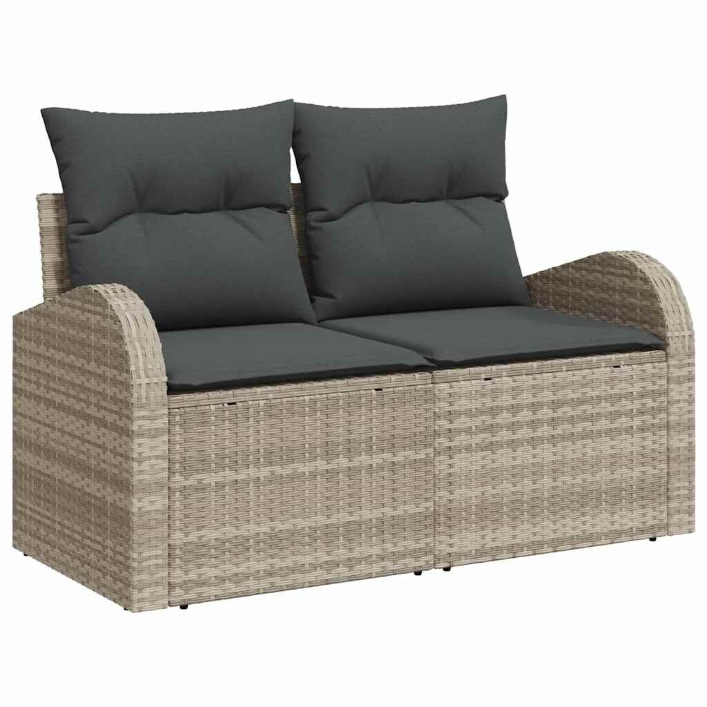 vidaXL Gartensofa mit Kissen Hellgrau 124 x 62 x 69cm Poly-Rattan Image