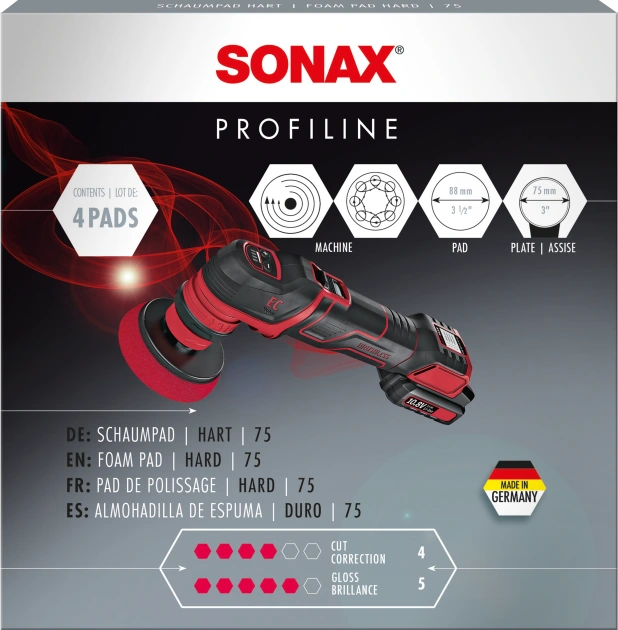 SONAX SchaumPad hart 75 Stützteller, Poliermaschine 4x 04921410 Image