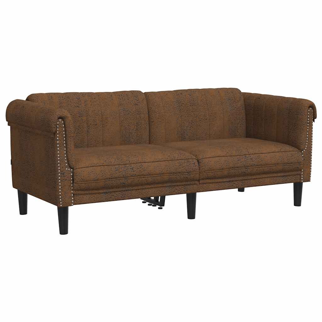 vidaXL 2-Sitzer Sofa Braun Kunstleder Wildleder-Optik Image