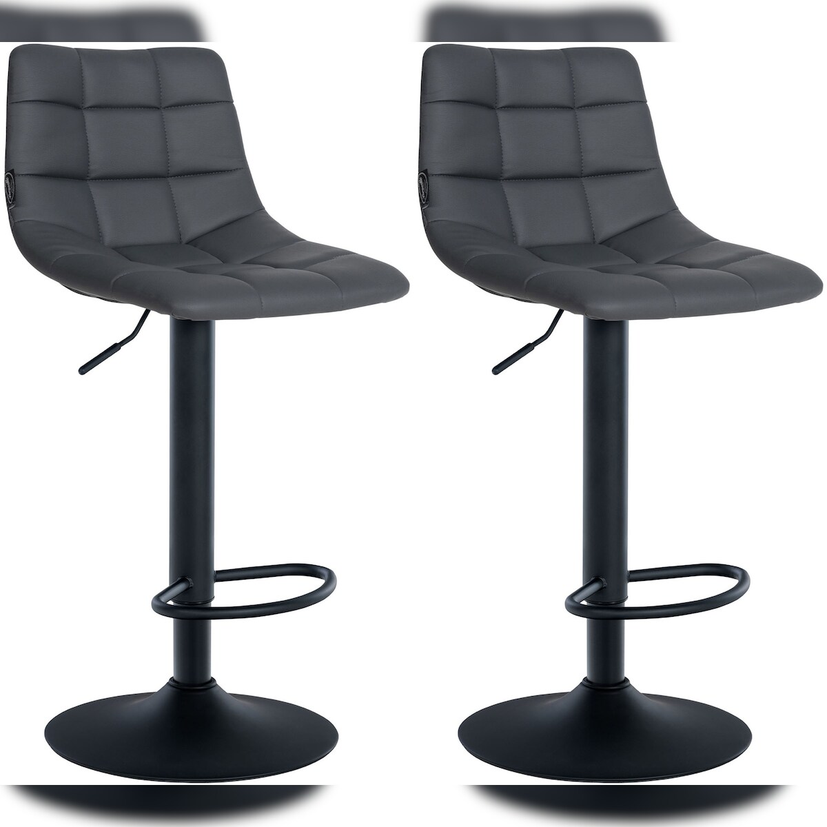 CLP 2er Set Barhocker Jerry Kunstleder grau/schwarz Image