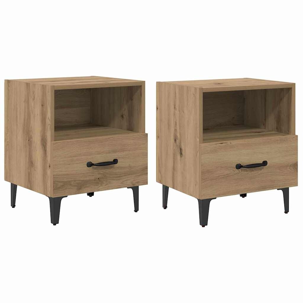 vidaXL Nachttisch 2 pcs Artisan-Eiche 40 x 35 x 47,5 cm Holzwerkstoff Image