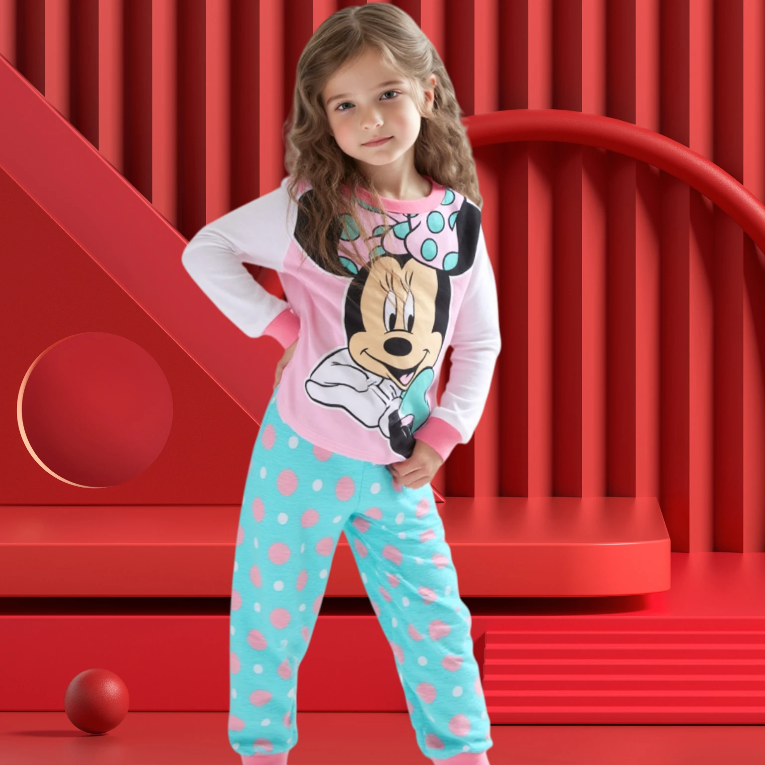 Printemps automne ensembles de vêtements pour enfants Minnie point rond fille vêtements de nuit de noël vêtements enfants Pyjamas ensemble bébé filles Pyjamas