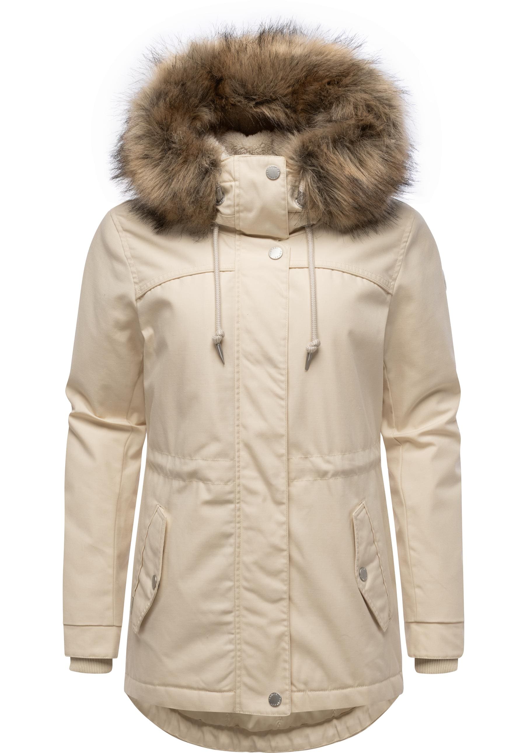 Winterjacke RAGWEAR "Tawny Short YOUMODO", Damen, Gr. XS (34), ecru, Außenmaterial: 65% Polyester, 35% Baumwolle, Innenfutter: 100% Polyester, Wattierung: 100% Polyester, tailliert hüftbedeckend, mit Knopf Rippstrickbündchen, Jacken, Warme Jacke mit... Image