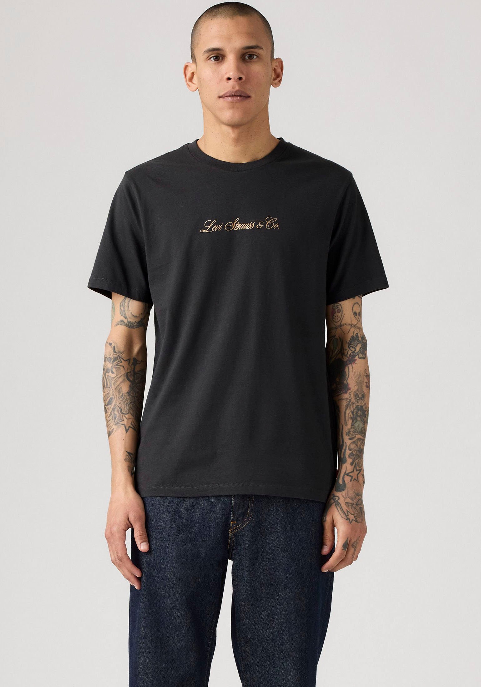 T-Shirt LEVI'S, Herren, Gr. S, tbd13, Jersey, Obermaterial: 100% Baumwolle, unifarben, regular fit normal, Rundhals, gerader Abschluss, Shirts, mit Schriftzug Image