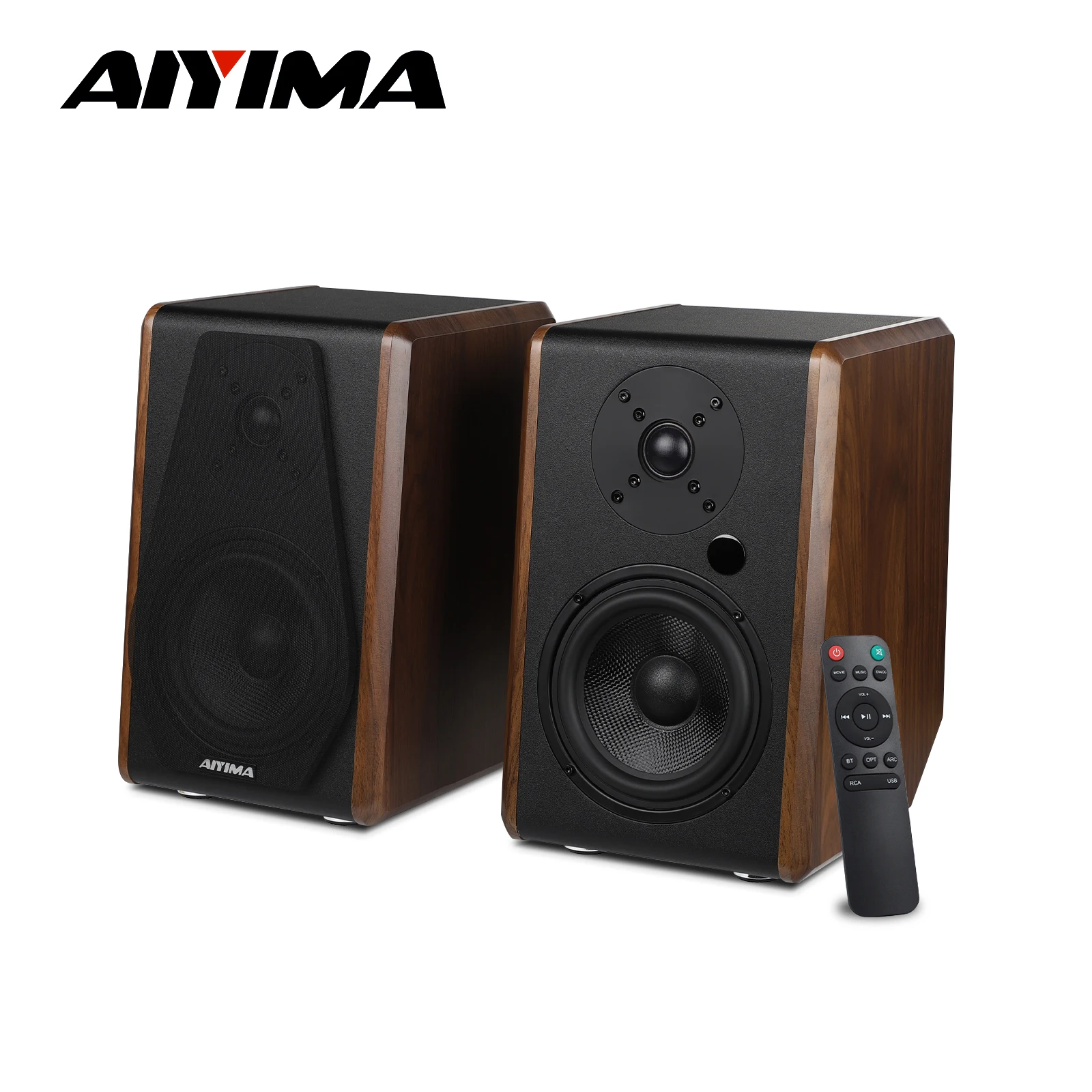 AIYIMA S700 120 W Bluetooth Aktive Bücherregal Lautsprecher Drahtlose HiFi Sound System Holz Bücherregal Lautsprecher Audio Ausgang Subwoofer