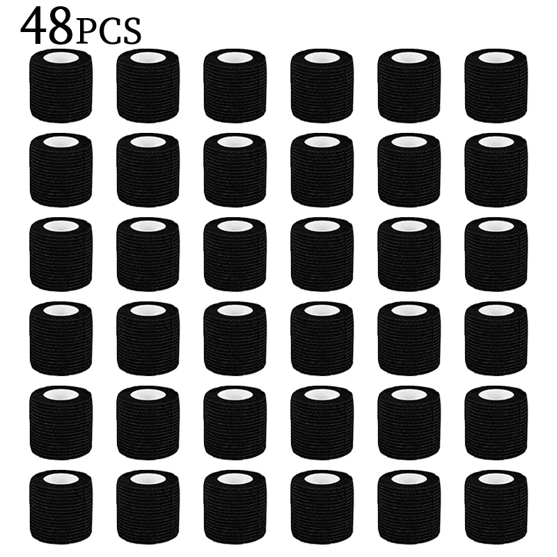 6/12/24/48Pcs Tattoo Verband POSEIDON Einweg Wasserdicht Selbst-klebe Elastische Bandage Schwarz montiert Tattoo Verband Image