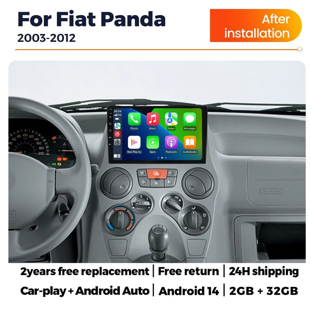 2025 Nuova Autoradio Stereo Android 14 Per FLAT Panda 2003 2004 2005 2006 2007-2012 GPS BT Wireless Carplay Auto Lettore Multimediale sistemi intelligenti per auto autoradio carplay android auto