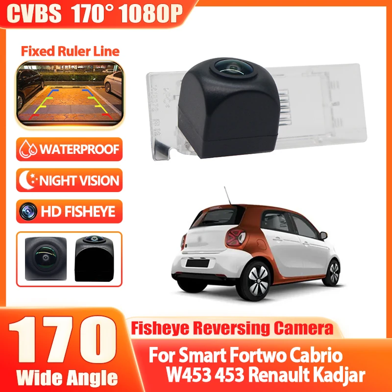Rückfahrkamera für Smart Fortwo Cabrio W453 453 Renault Kadjar Nachtsicht Fisheye Objektiv Backup Reverse Kamera HD 1080P 170 ° Image