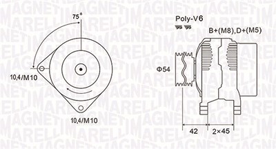 Magneti Marelli Generator [Hersteller-Nr. 063731564010] für Citroën, Fiat, Lancia, Peugeot Image