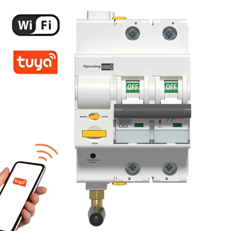 Tuya Wifi Smart Circuit Breaker Fernbedienung Kurzschluss Schutz Timed Schalter Mit Auto Reclosing Funktion AC230V 2P 63A Image