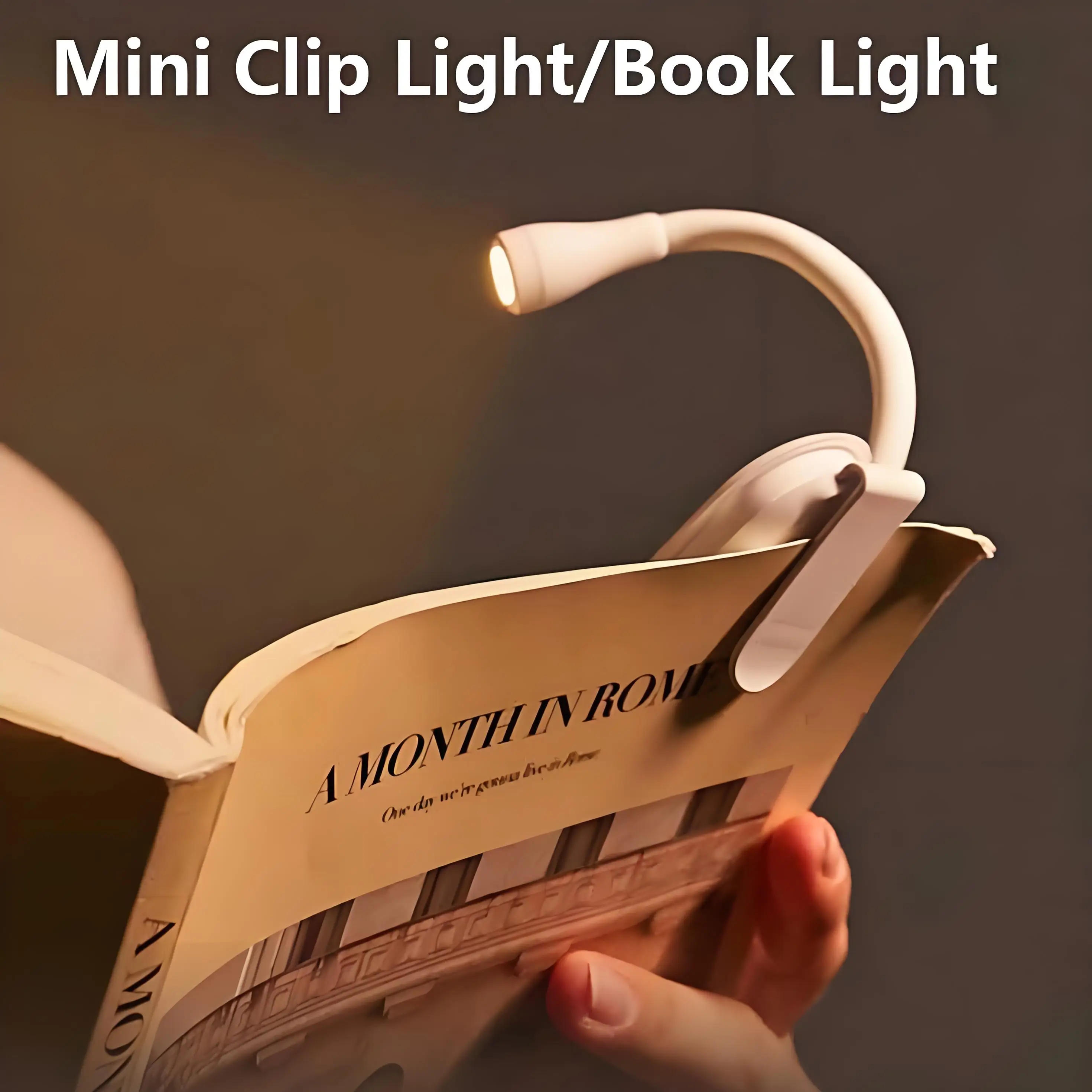 Mini-LED-Buchlampe mit 3 Einstellbaren Helligkeitsstufen, USB-Aufladbar, Clip-On Leselampe für Reisen, Schlafzimmer und Studentenwohnheim Image