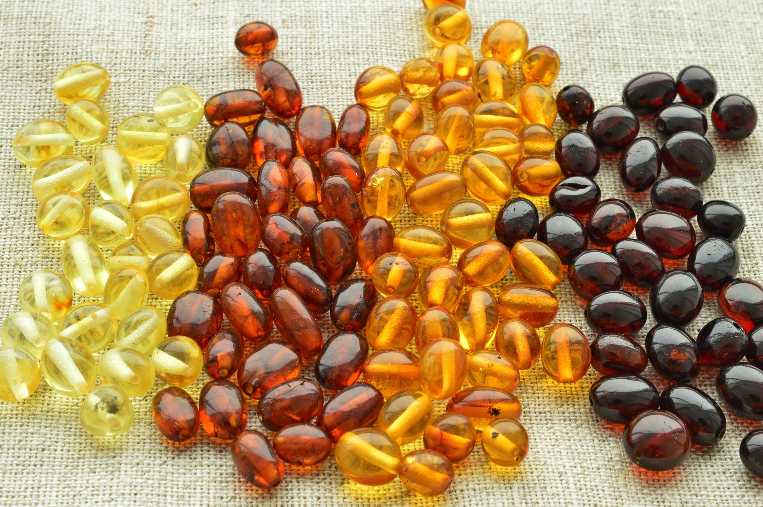 Perline di ambra naturale ovali 10-100 pezzi Perline di ambra sciolte di oliva 5-7 mm Forniture per gioielli Perline, ambra baltica color cognac, limo