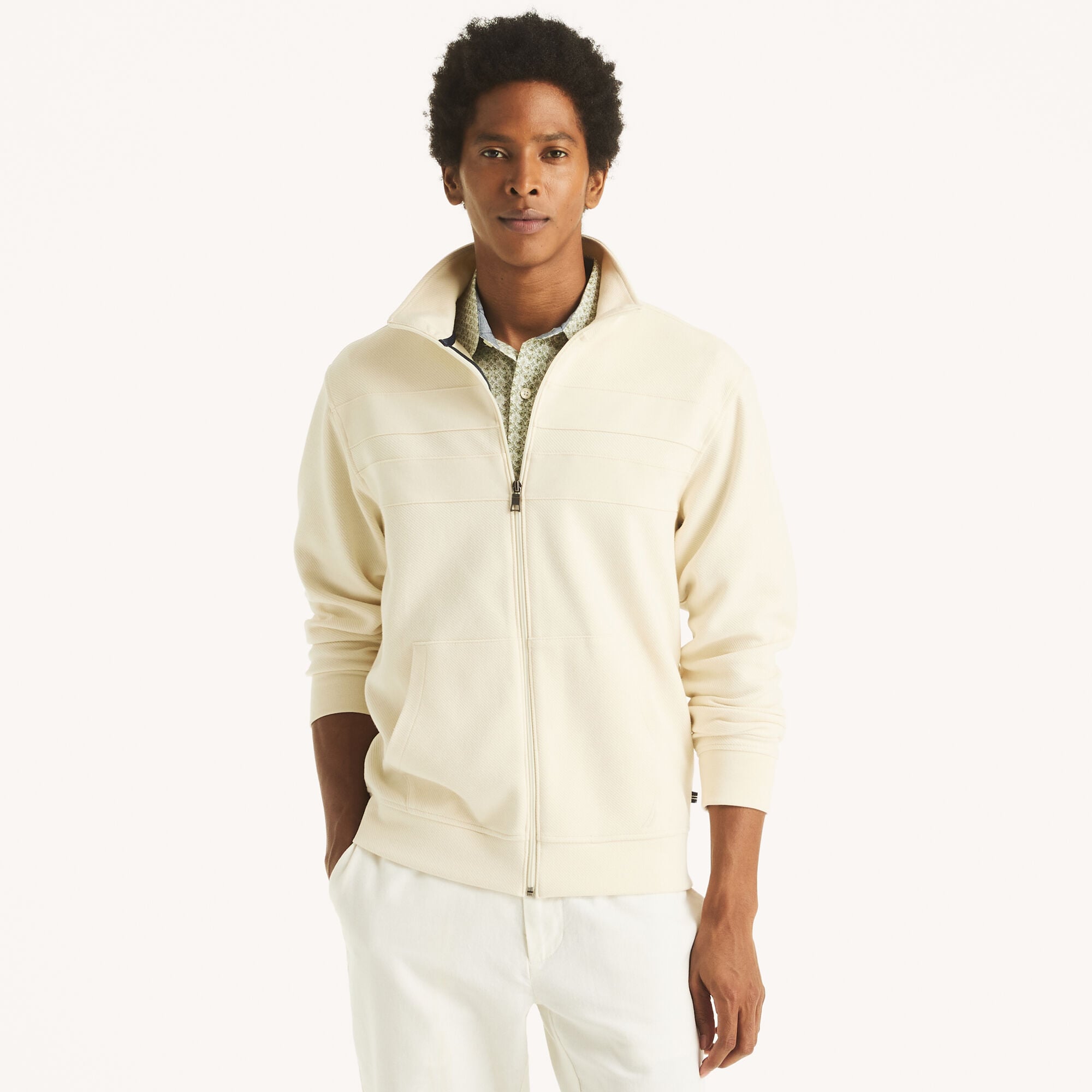 Nautica Men's Full-Zip Mock-Neck Sweatshirt 172 (Natural), XL