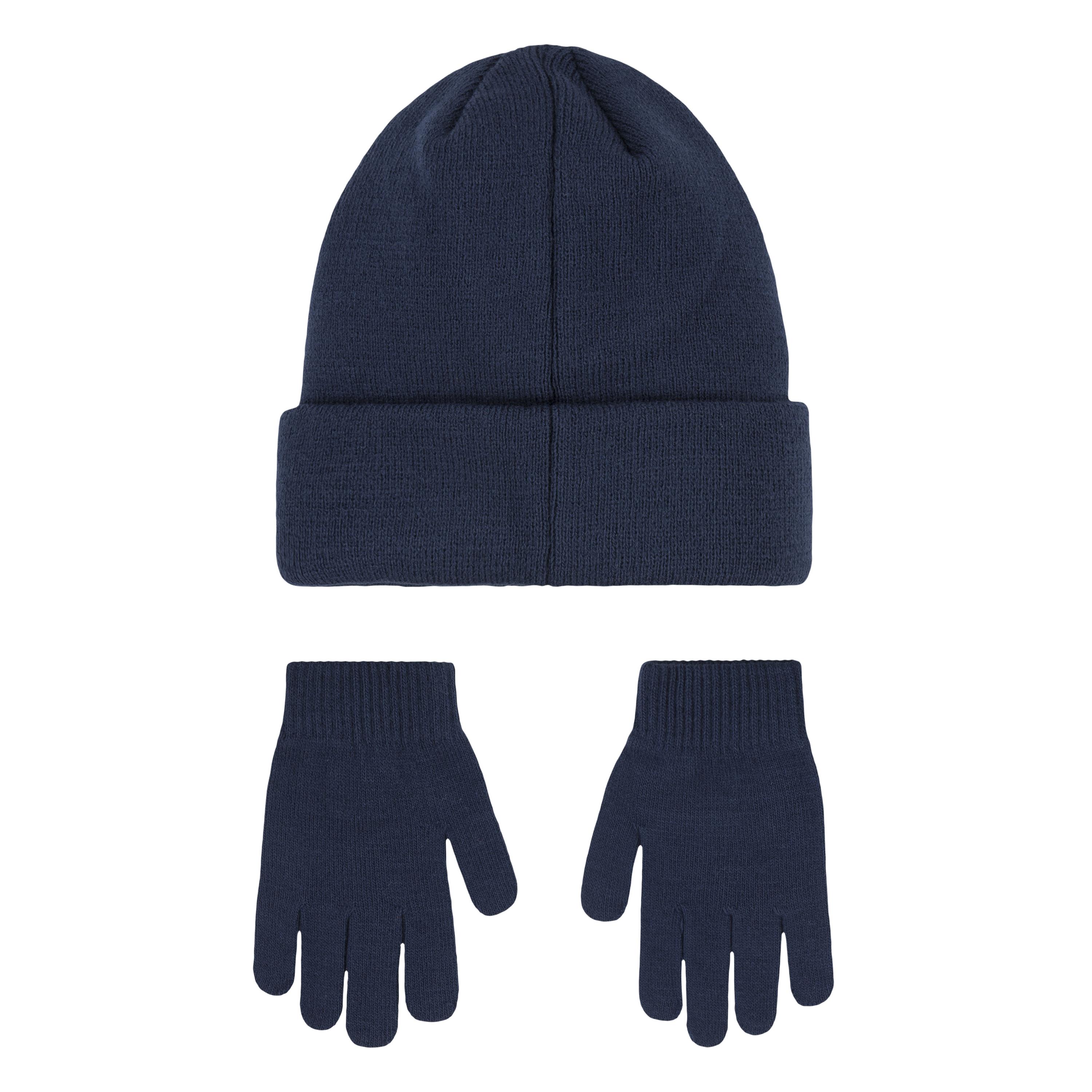 Beanie NIKE SPORTSWEAR "und Handschuhe Set NAN FUTURA BEANIE/GLOVE SET", Kinder, Gr. 4/7, obsidian, Strick, Kunstfaser, Mützen, für Kinder Image