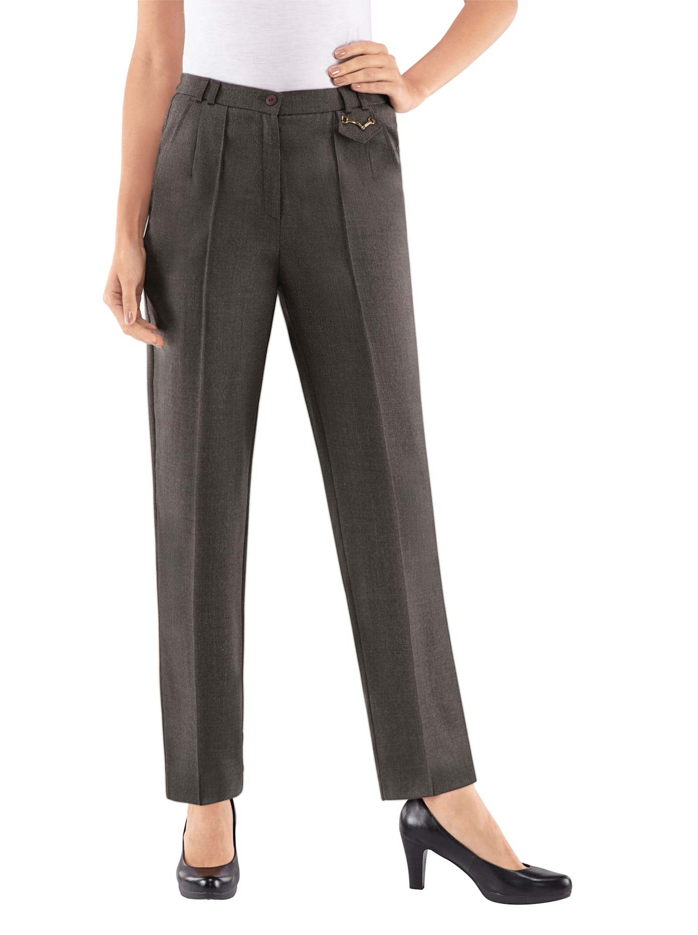 Webhose CLASSIC, Damen, Gr. 20, Kurzgrößen, braun (braun, meliert), 96% Schurwolle, 4% Elasthan, unifarben, lang, Hosen Image