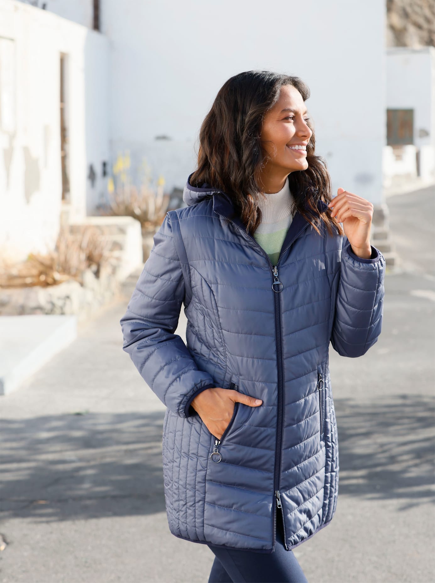 Wendejacke CASUAL LOOKS, Damen, Gr. 54, blau (rauchblau), 100% Polyester, Wattierung:100% Polyester, unifarben, Jacken Image