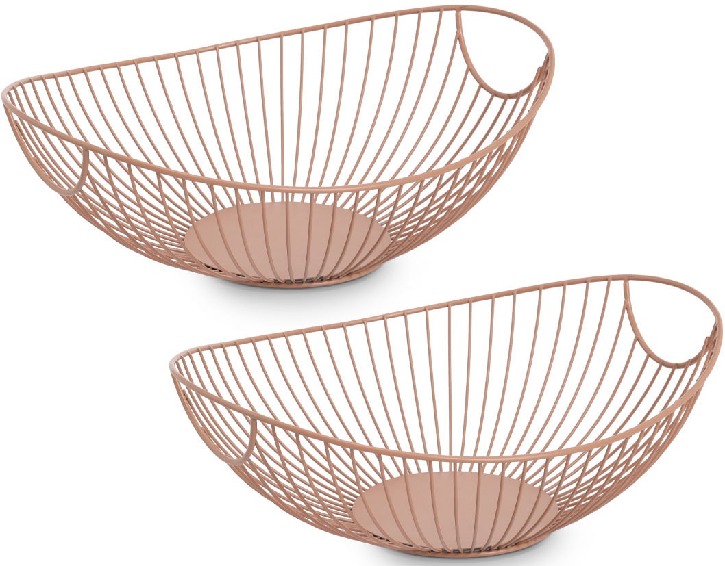 Aufbewahrungskorb ZELLER PRESENT "Metall, mocca, 2er Set", mocca, B:26cm H:11,5cm T:33cm, Metall, Aufbewahrungsboxen, Obstkorb, trendfarbe, zeitlos und dekorativ