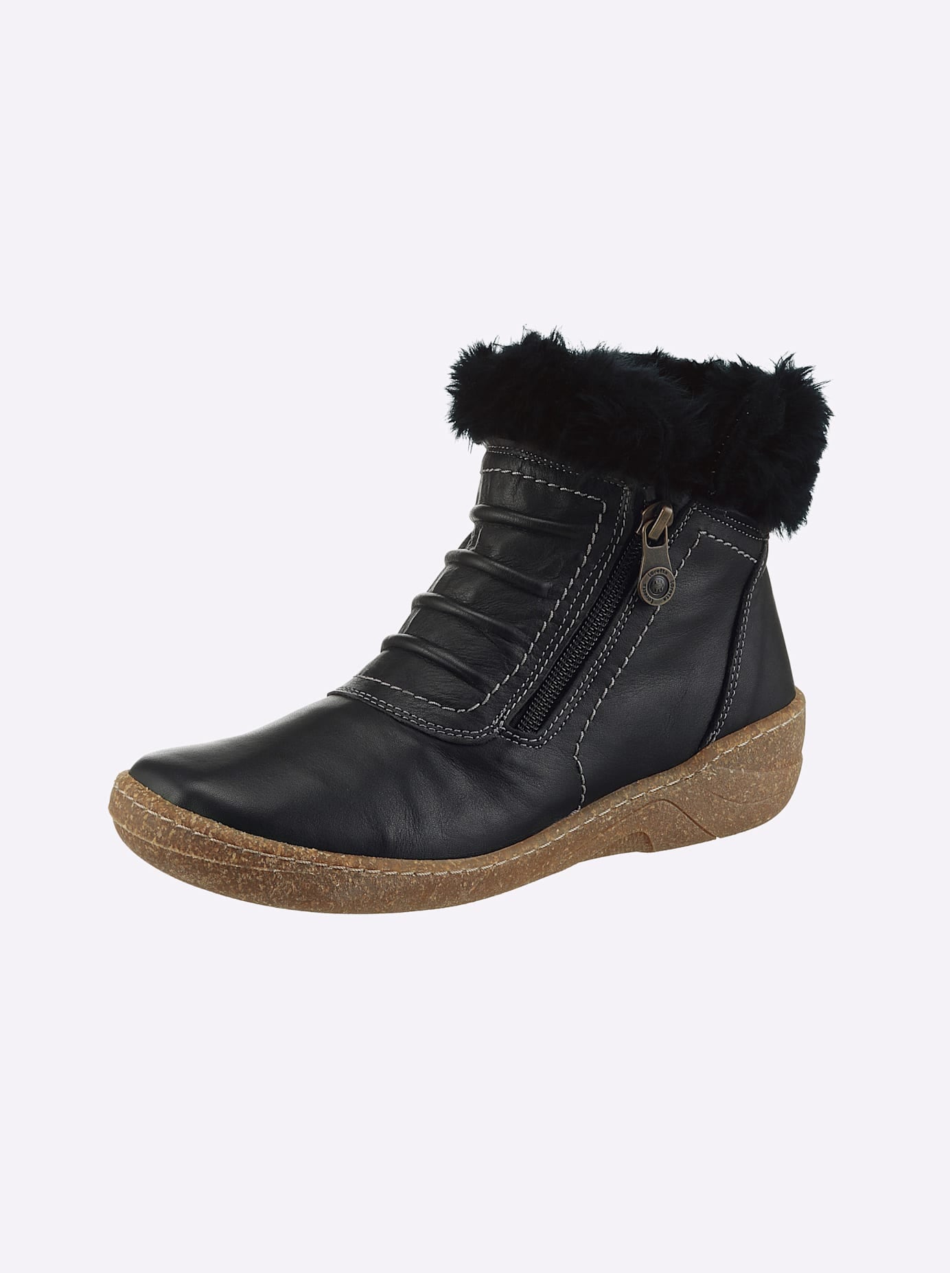 Stiefelette CASUAL LOOKS, Damen, Gr. 38, schwarz, Glattleder, Schuhe Stiefelette