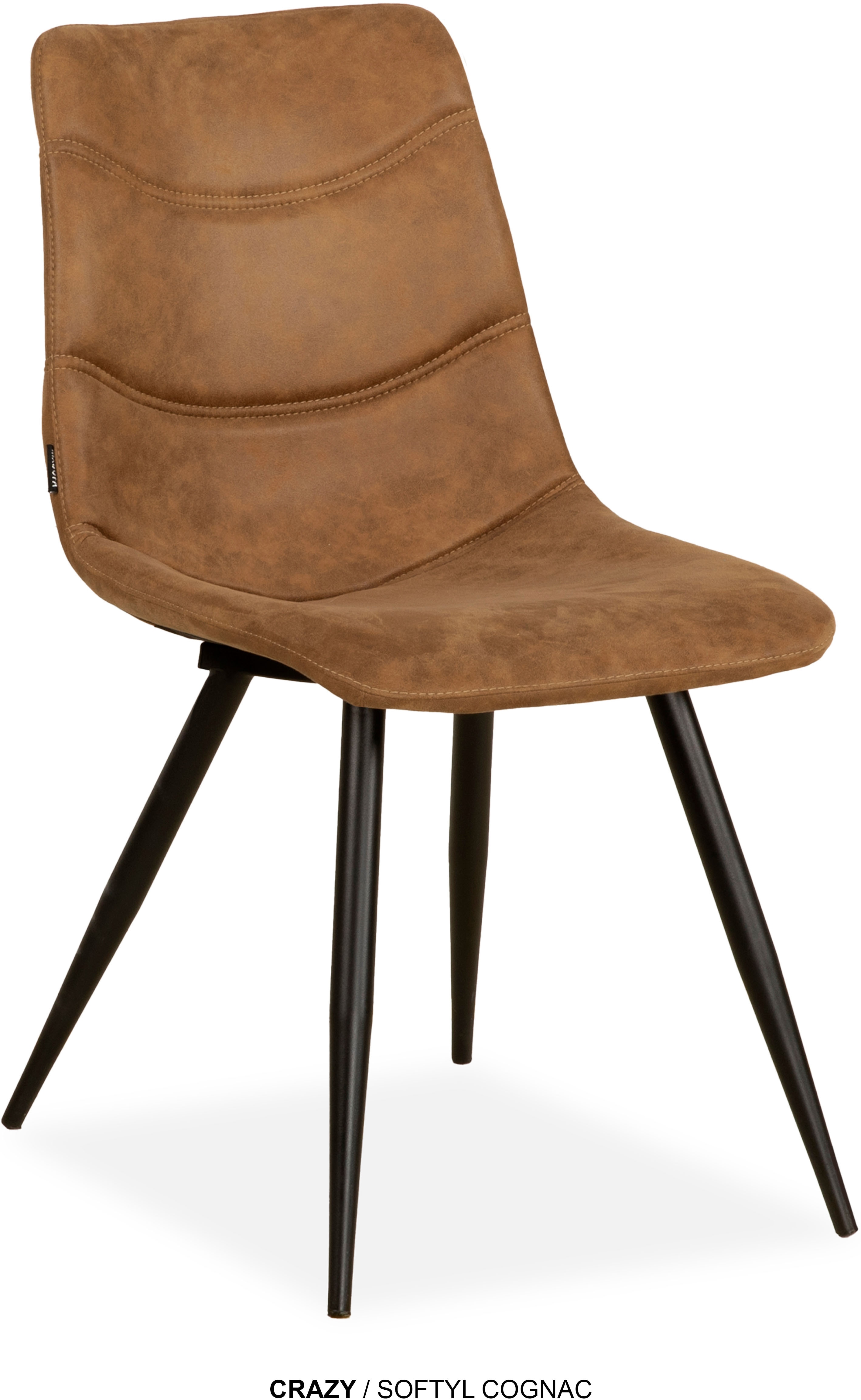 Esszimmerstuhl OMG DESIGN "Crazy", cognac, schwarz, B:46cm H:87cm T:65cm, Polyester, Stühle, Esszimmerstuhl, pflegeleichter Bezug, mit Handgriff Image