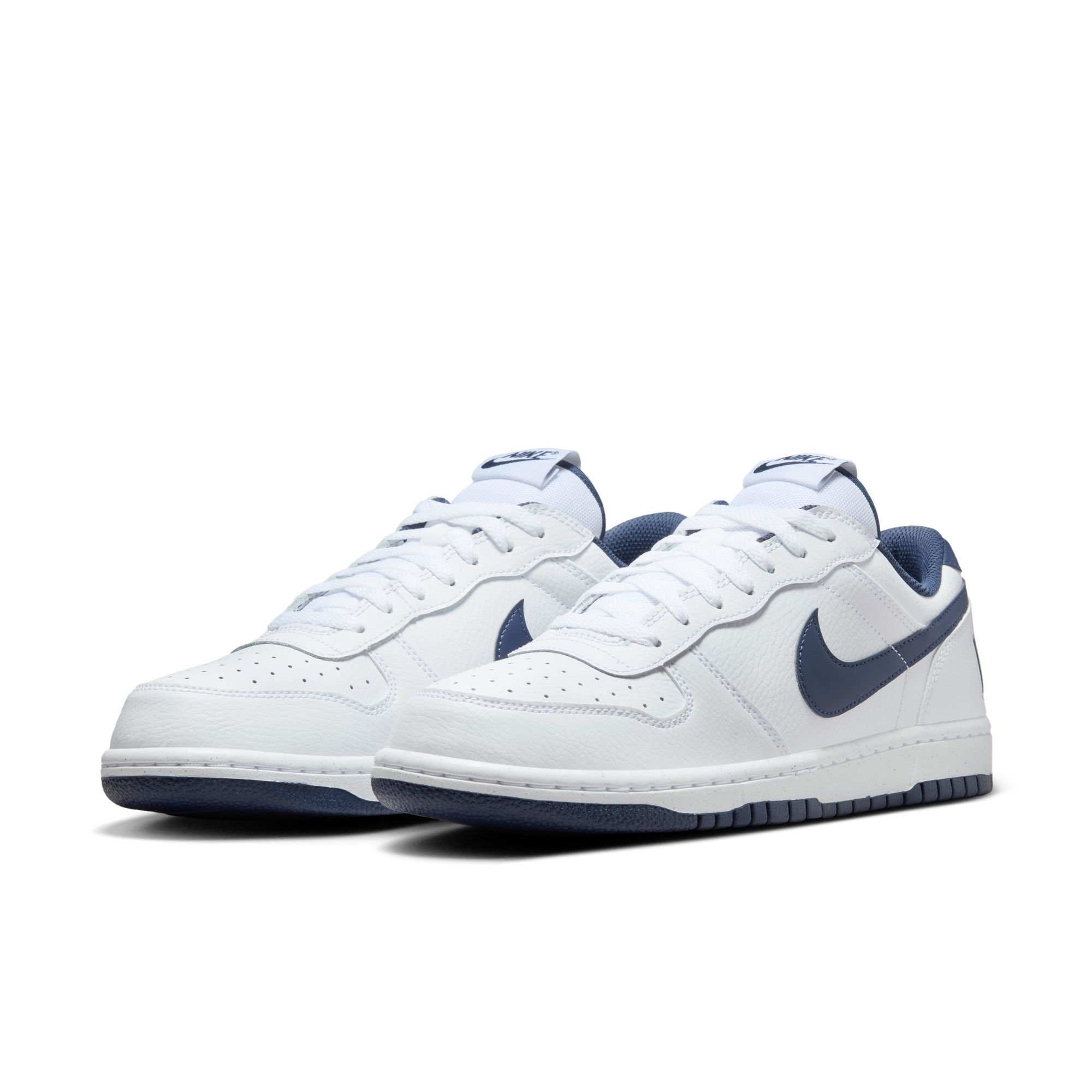 Sneaker NIKE SPORTSWEAR "BIG LOW", Herren, Gr. 42, weiß, midnight navy, Leder, Synthetik, Schuhe Sneaker