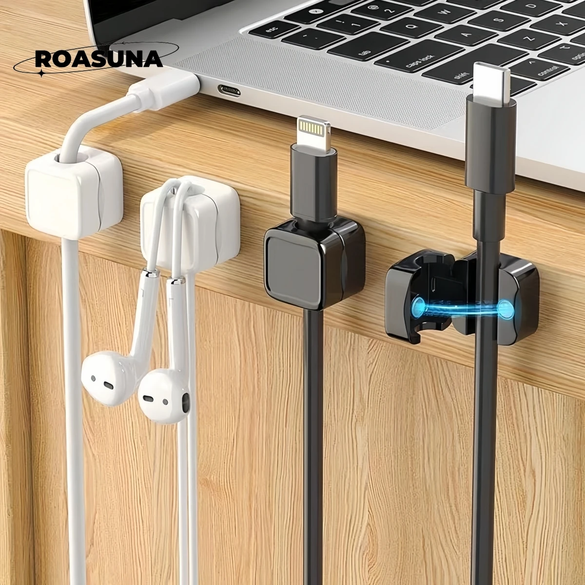 Clip magnetiche per cavi: supporto per cavi regolabile per la gestione dei cavi sotto la scrivania: custode e organizer per cavi lisci