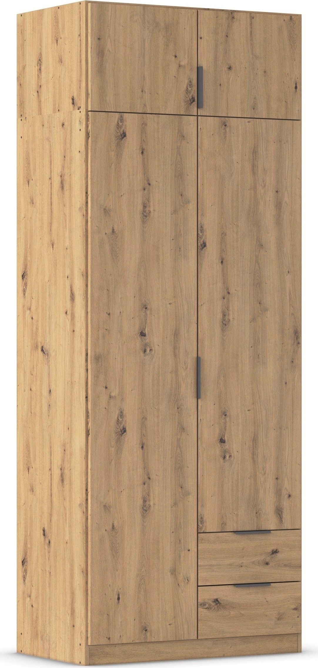 Kleiderschrank RAUCH "Drehtürenschrank Schrank Garderobe Ankleide Schlafzimmer LAGOA", eiche artisan, B:91cm H:235cm T:54cm, Holzwerkstoff, Schränke, mit geräumigen Schubladen, optional mit Aufsatz MADE IN GERMANY Image