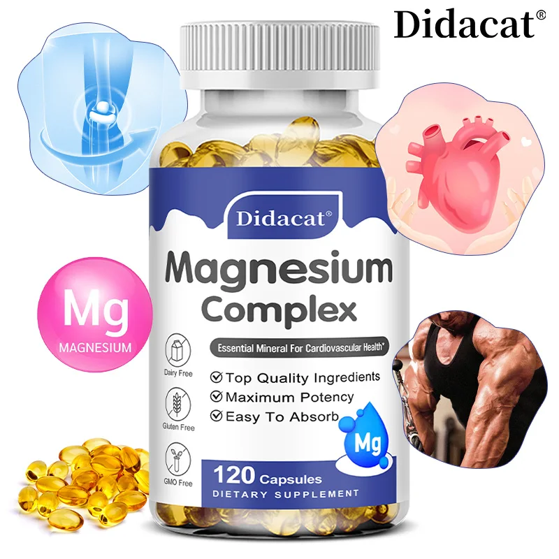 Magnesium Glycinate 500 Mg, Supports Heart, Brain and Bone Health, Antioxidant, Boosts Immunity, Fights Fatigue, Stress
