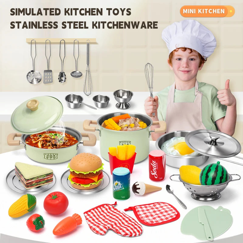 Jouets De cuisine épicerie jouer cuisine enfants ensemble pour enfants Jogo De Panela Mini Kit De cuisine pour enfants avec alimentation ustensiles De cuisine cadeau