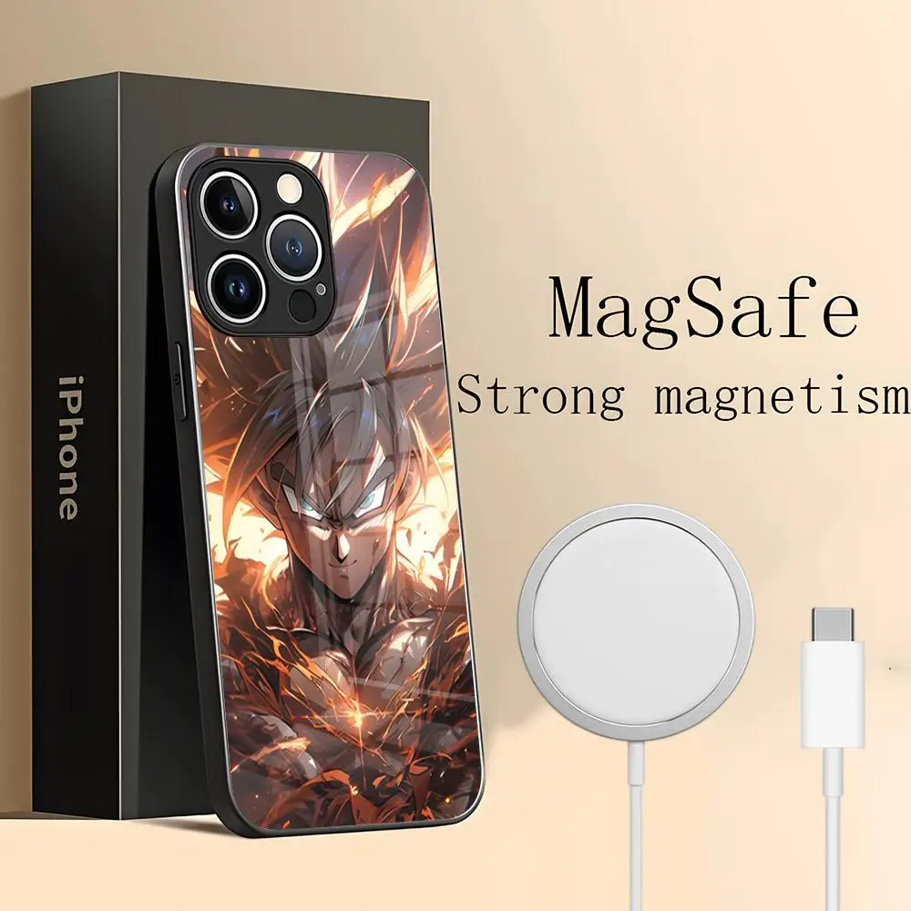 Coque de téléphone Anime D-Dragon Ball Son Goku, charge sans fil Magsafe, verre Cov, iPhone 15 Pro Max, iPhone 14 Plus, iPhone 12 Mini, iPhone 11, iPhone 13, iPhone 14 Pro Max